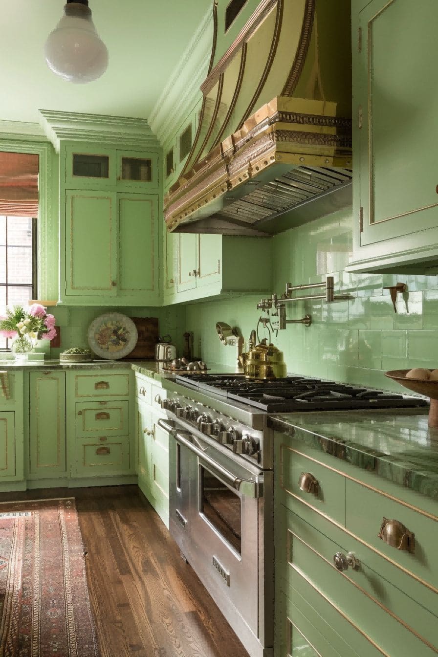 A Minty Glam Kitchen for Olive Green Kitchen 1710819701 1