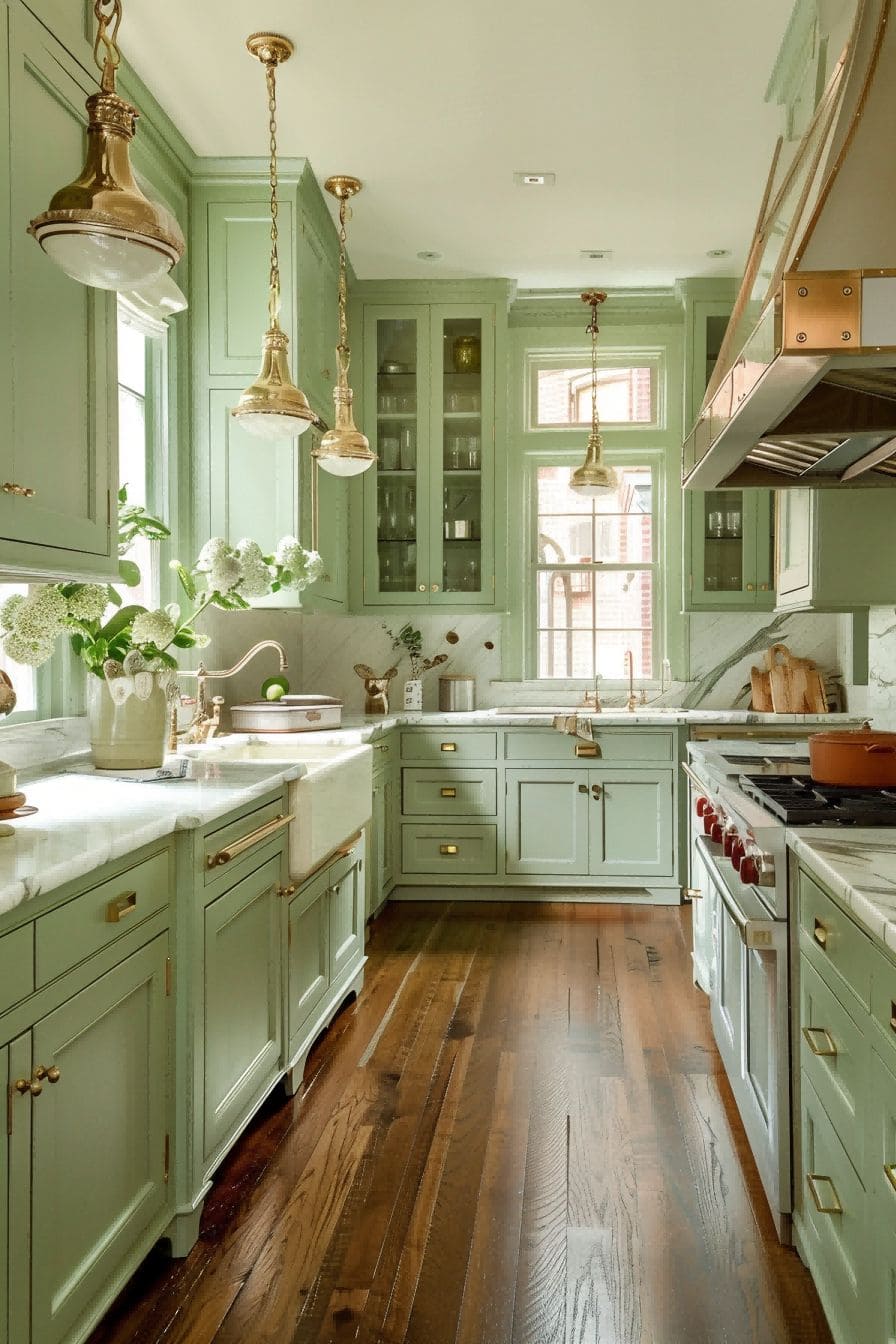 A Minty Glam Kitchen for Olive Green Kitchen 1710819701 2