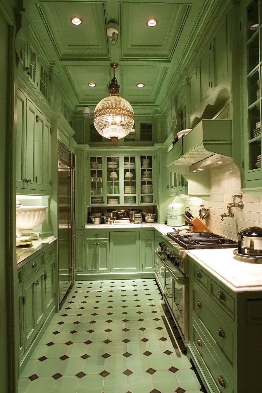 A Minty Glam Kitchen for Olive Green Kitchen 1710819701 3