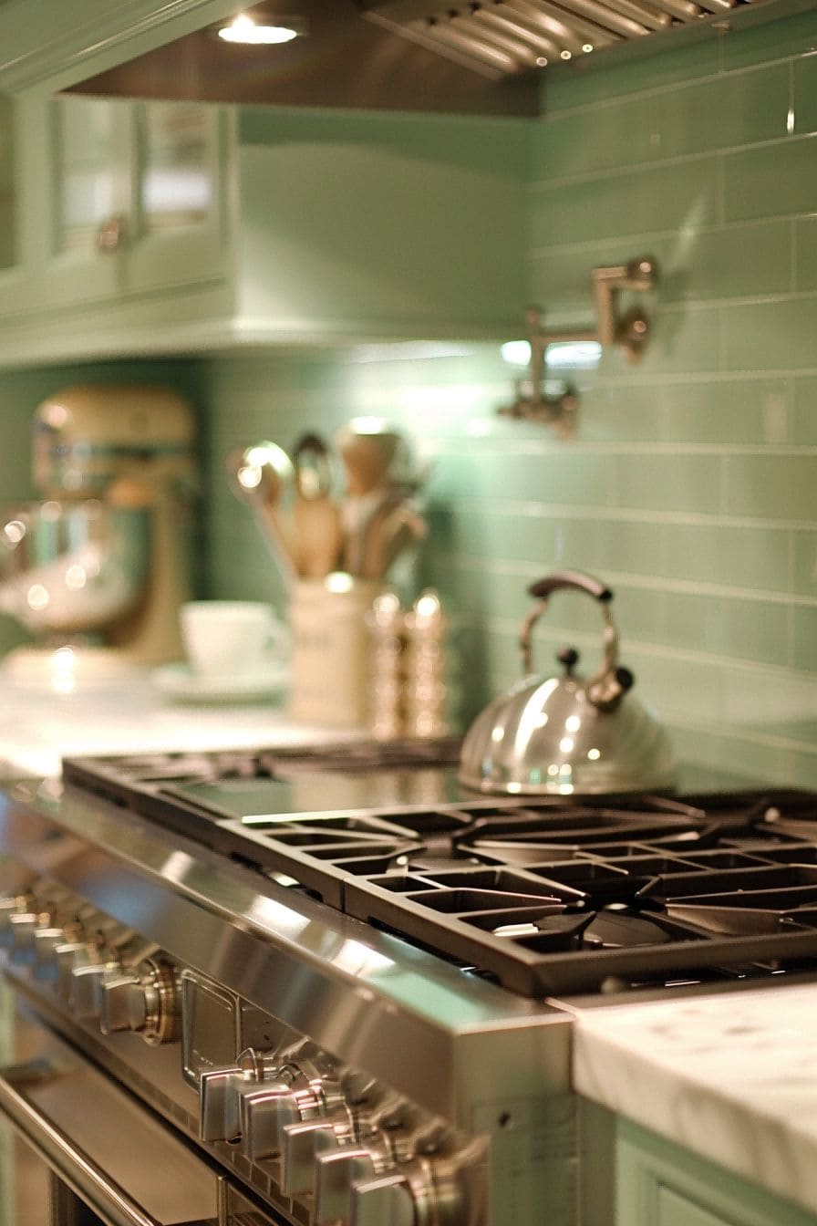 A Minty Glam Kitchen for Olive Green Kitchen 1710819701 4