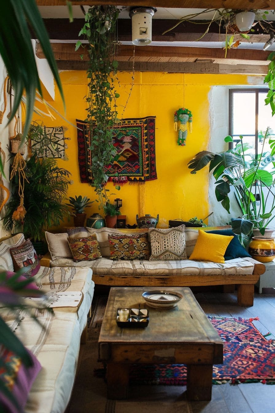 A pop of yellow is always welcome For Boho Living Roo 1711339952 3