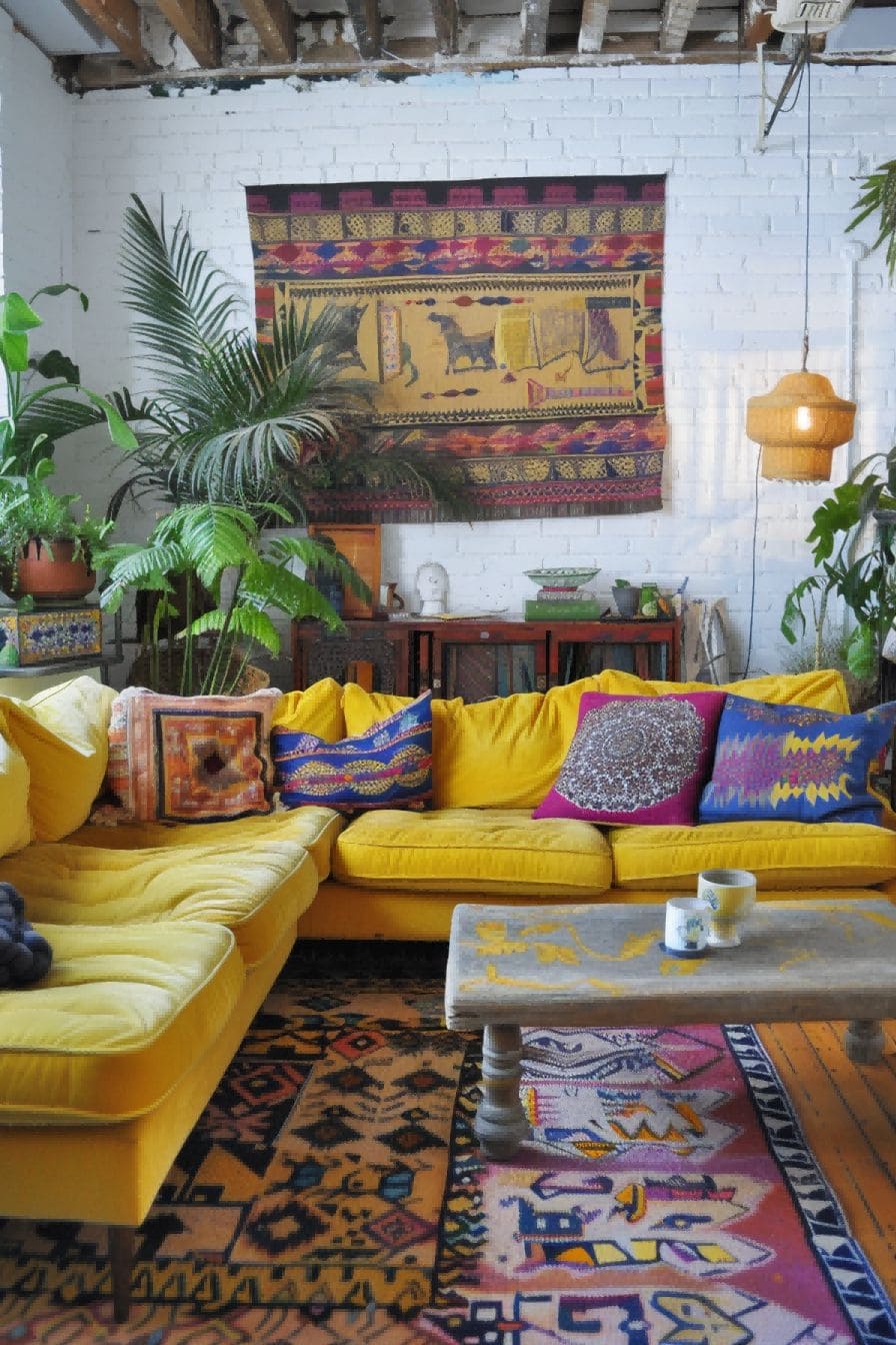A pop of yellow is always welcome For Boho Living Roo 1711339952 4
