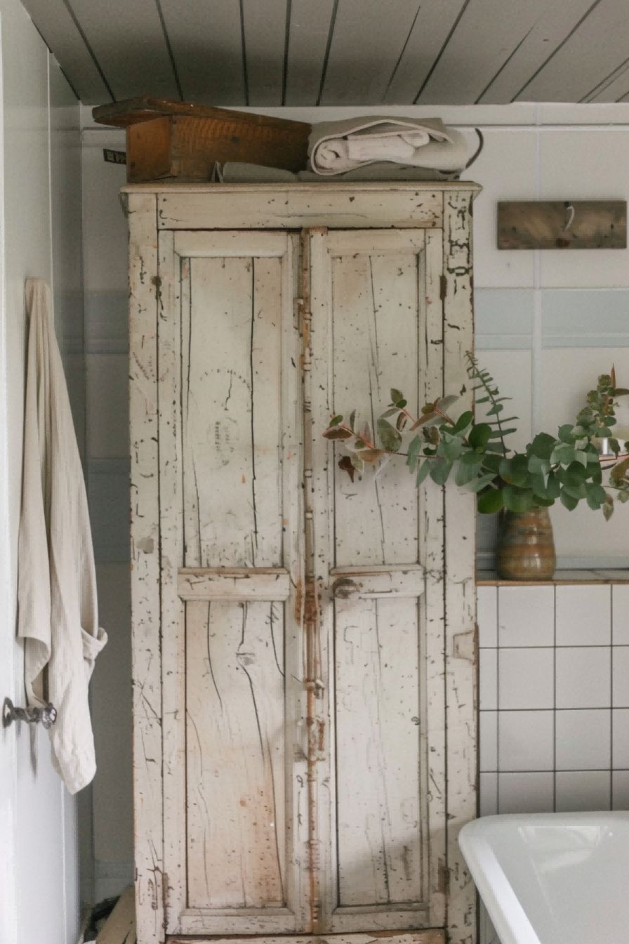 Add a Vintage Cabinet For farmhouse bathroom ideas 1711287083 4