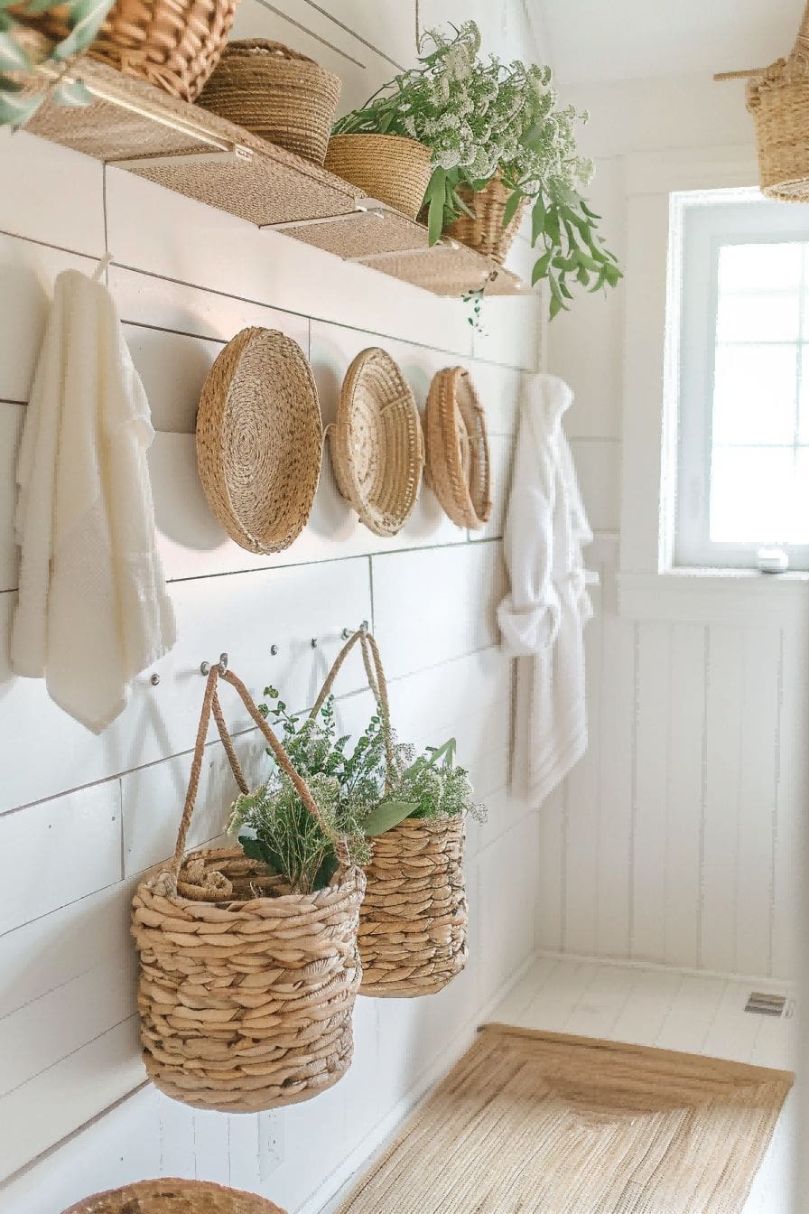 Baskets as Wall Decor For farmhouse bathroom ideas 1711294545 4