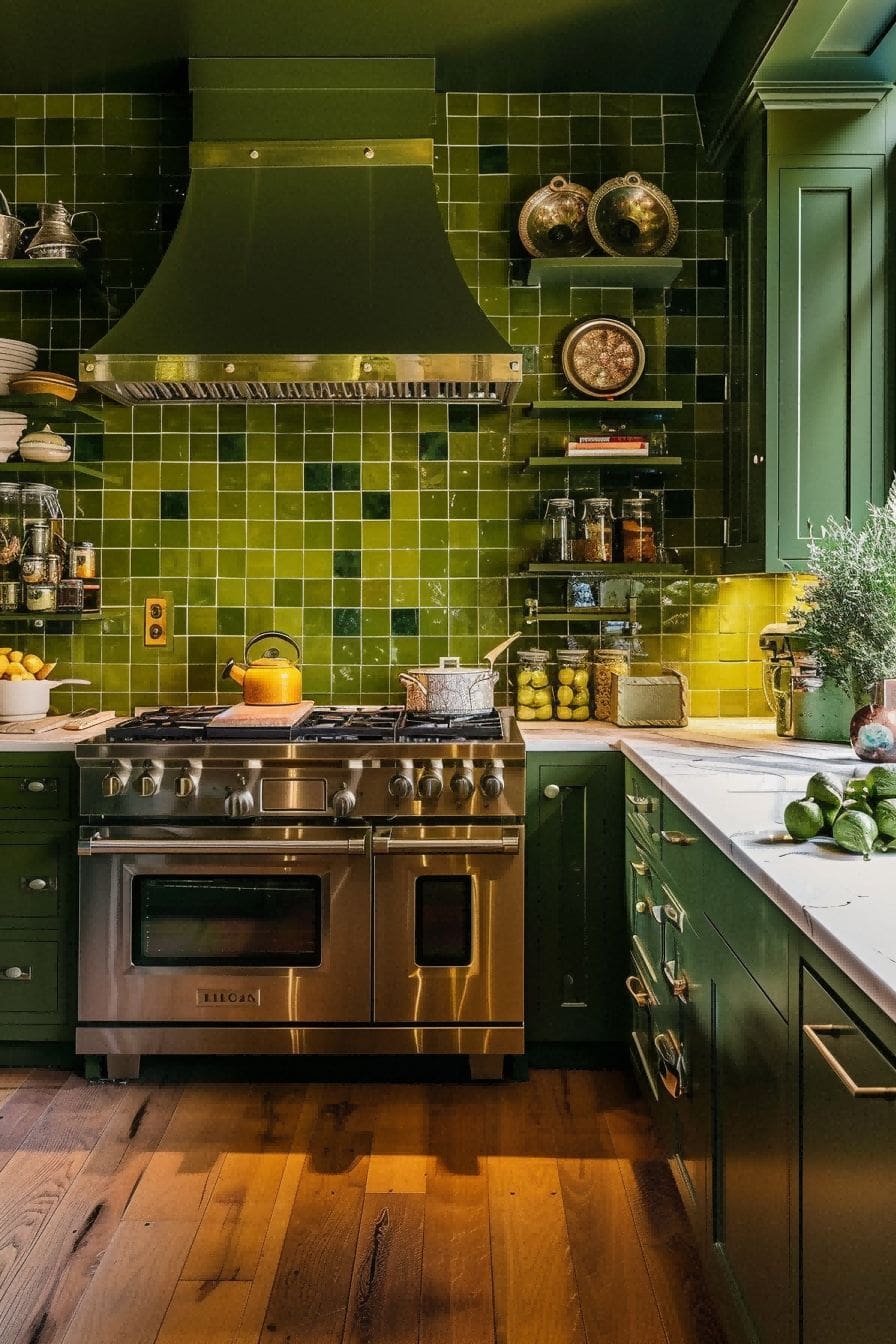 Bold and Moody Green Backsplash for Olive Green Kitch 1710817952 2