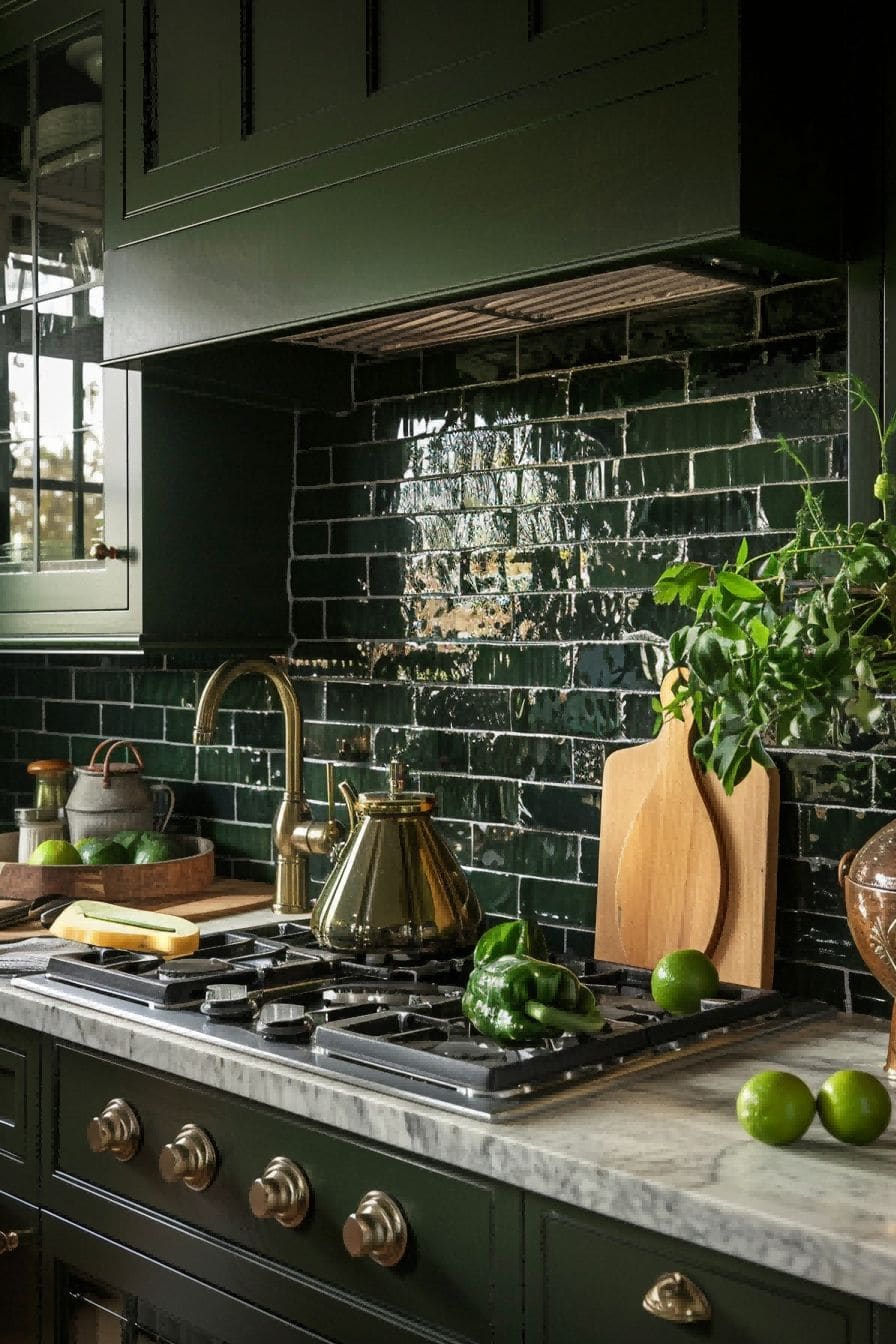 Bold and Moody Green Backsplash for Olive Green Kitch 1710817952 4