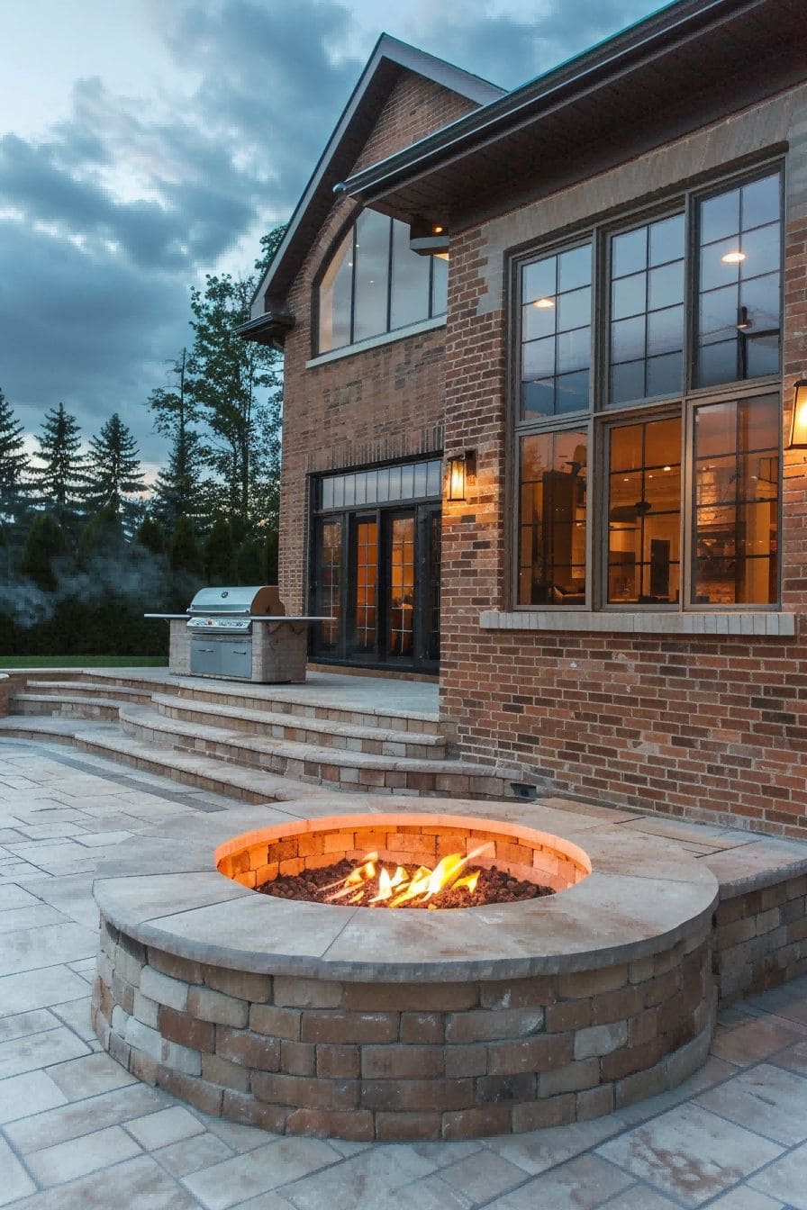 Brick Wall With Sleek Fire Pit for Outdoor Kitchen 1710508199 2