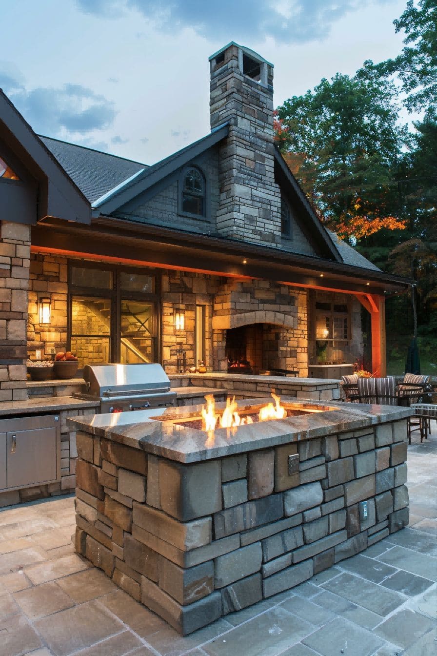 Brick Wall With Sleek Fire Pit for Outdoor Kitchen 1710508199 4