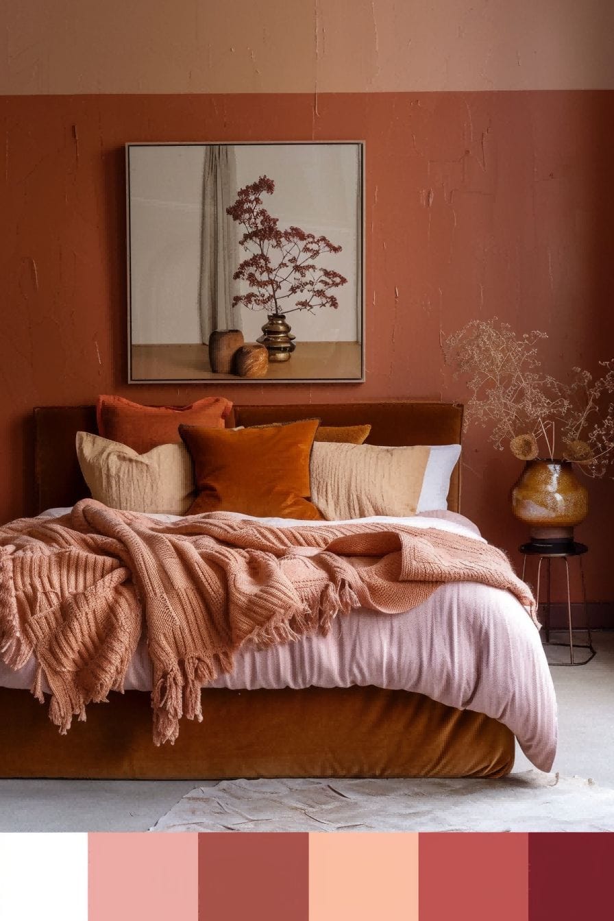 Burnt Orange Dusty Pink Crisp White for Bedroom Col 1711188381 4