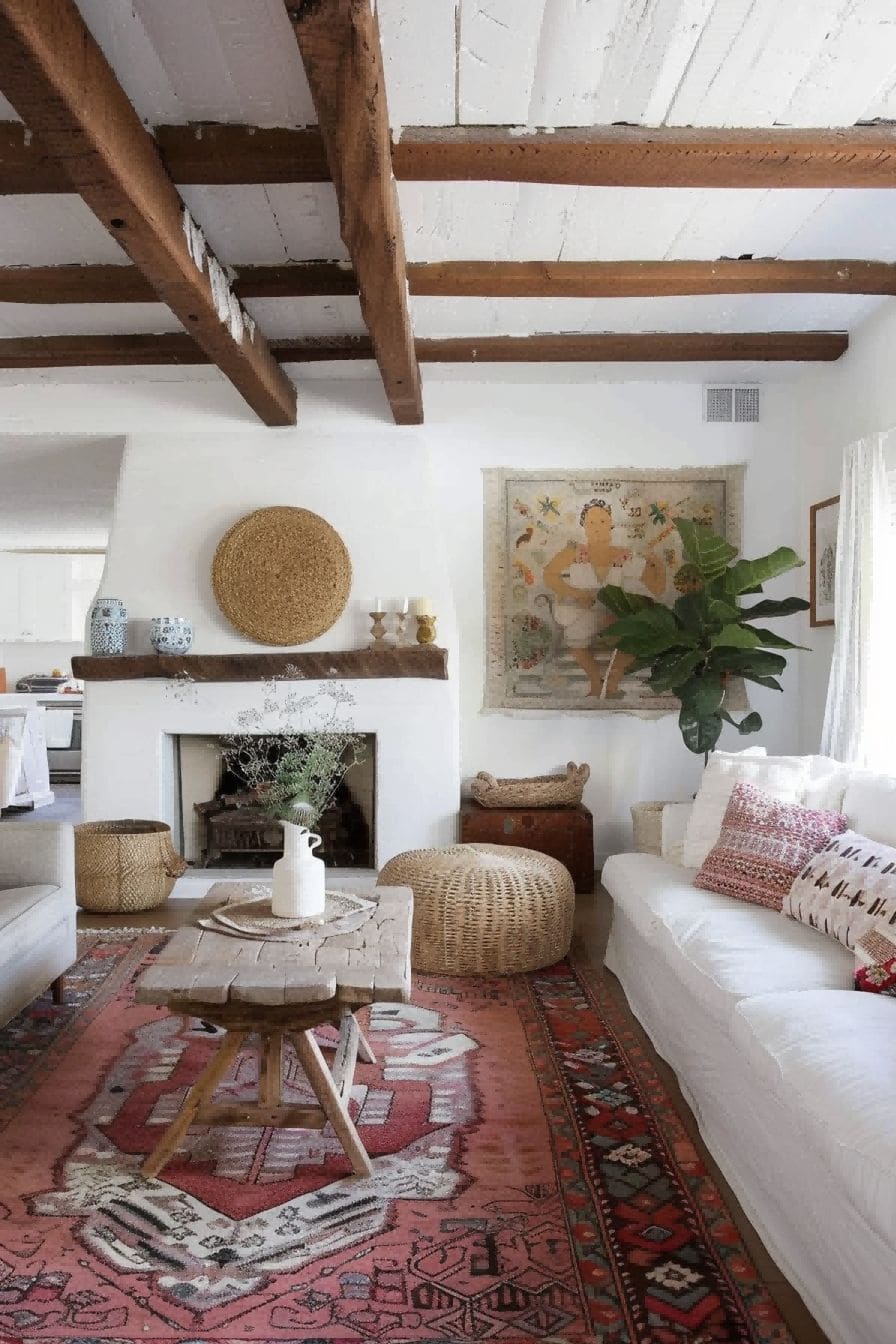 Contrast ceiling beams with white walls For Boho Livi 1711338040 2