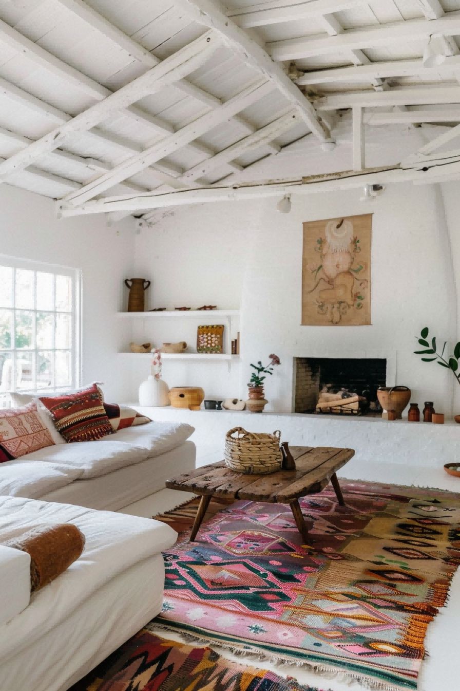 Contrast ceiling beams with white walls For Boho Livi 1711338040 3