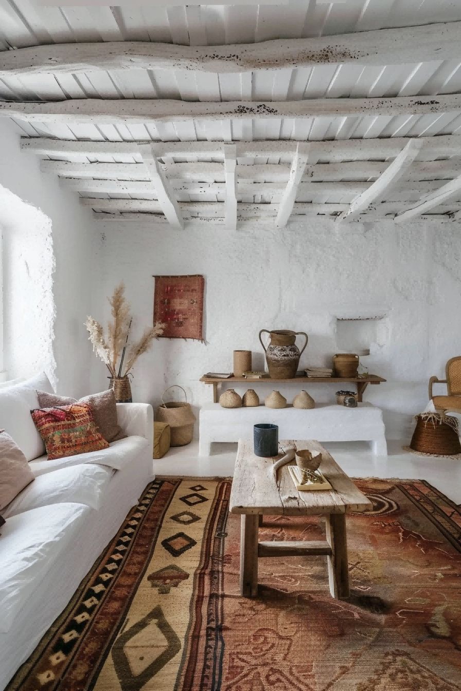Contrast ceiling beams with white walls For Boho Livi 1711338040 4