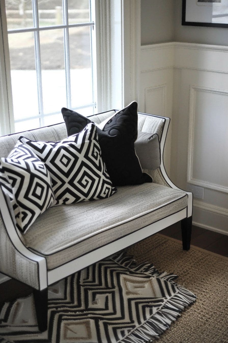 Cozy Seating in Black and White for Entryway Decor 1710758254 2