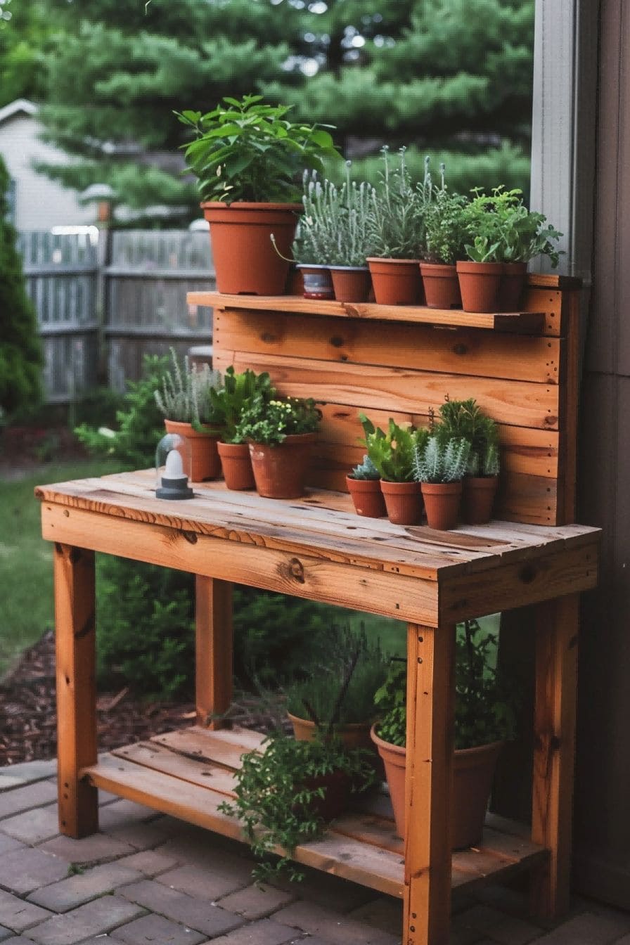 DIY Backyard Ideas DIY Cedar Potting Bench 1710082671 1