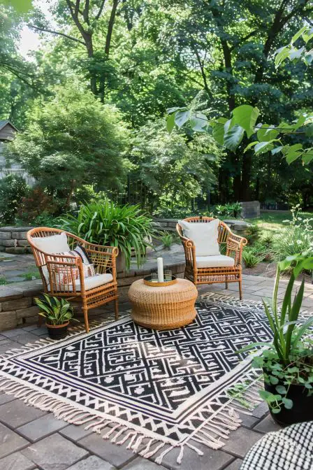 DIY Backyard Ideas Use an Outdoor Rug to Define a Spa 1710086872 3