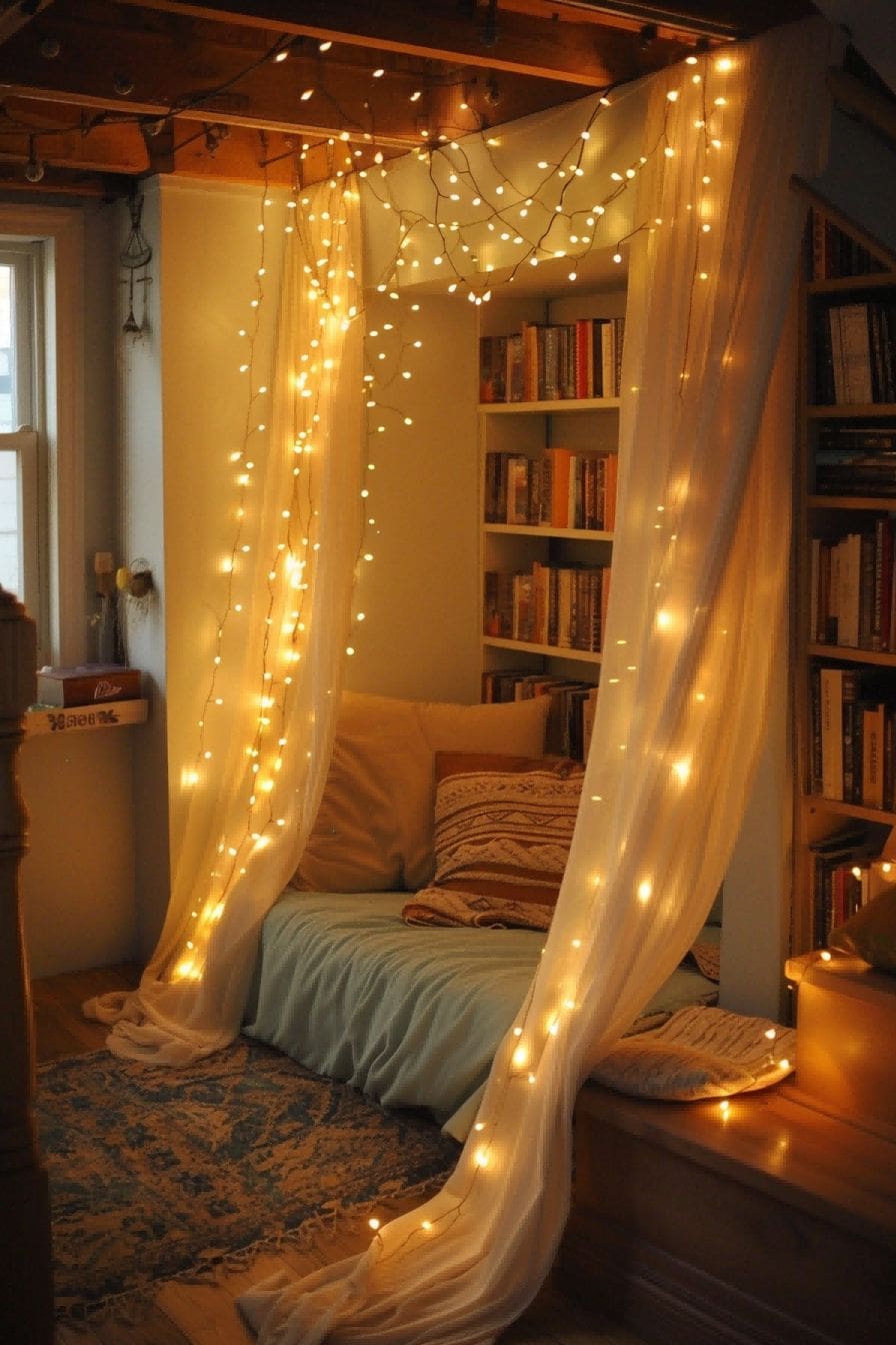 Drape Twinkle Lights Under the Stairs for Reading Noo 1711182814 4
