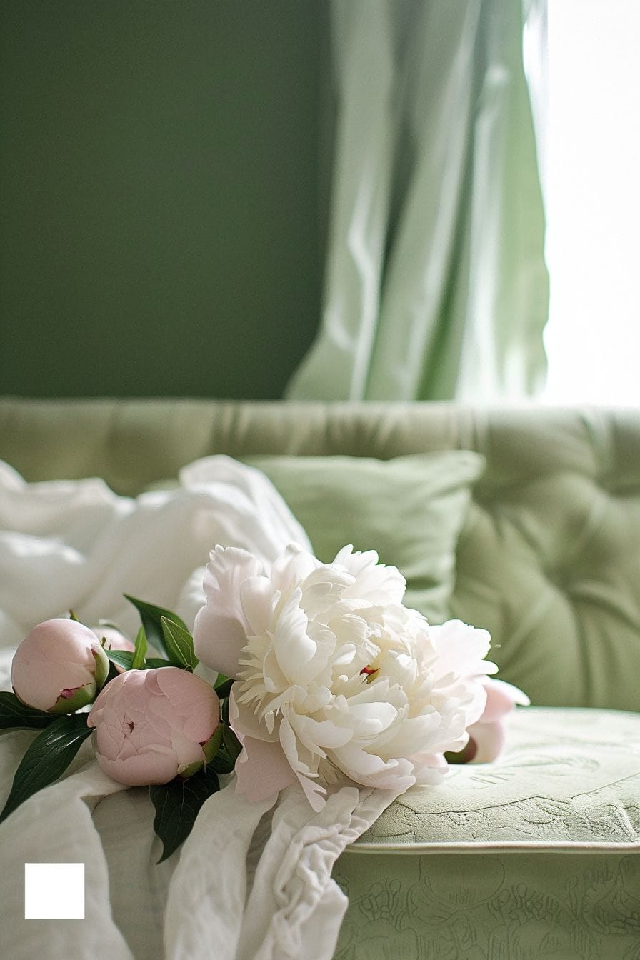 Dusty Peony Grass Green Pure White for Bedroom Colo 1711190900 2
