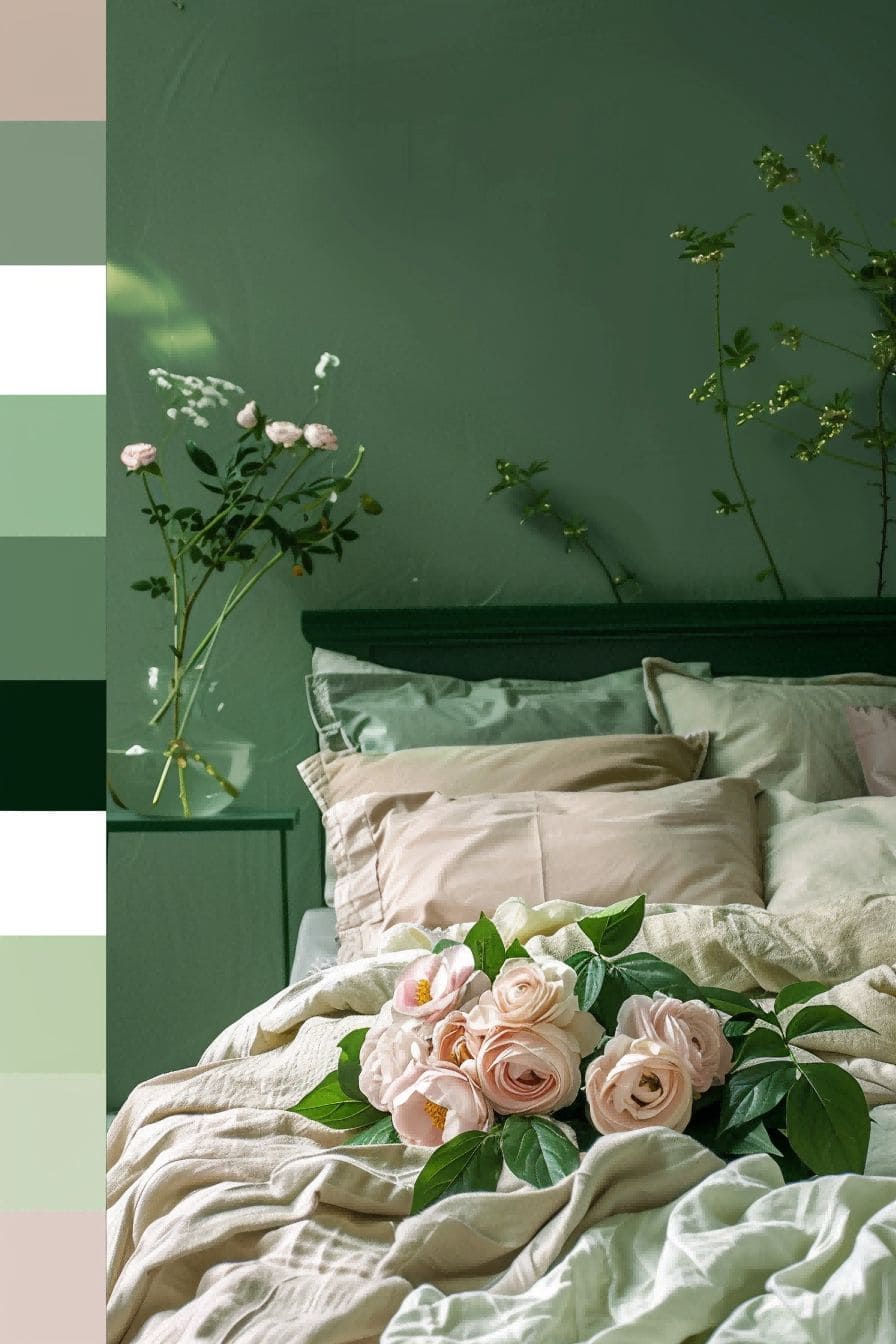 Dusty Peony Grass Green Pure White for Bedroom Colo 1711190900 3