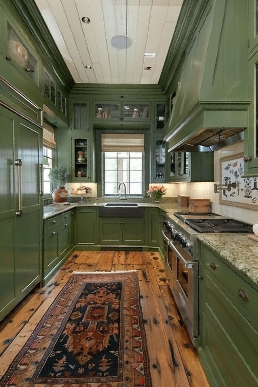 Forest Green Cabinets for Olive Green Kitchen 1710819458 2