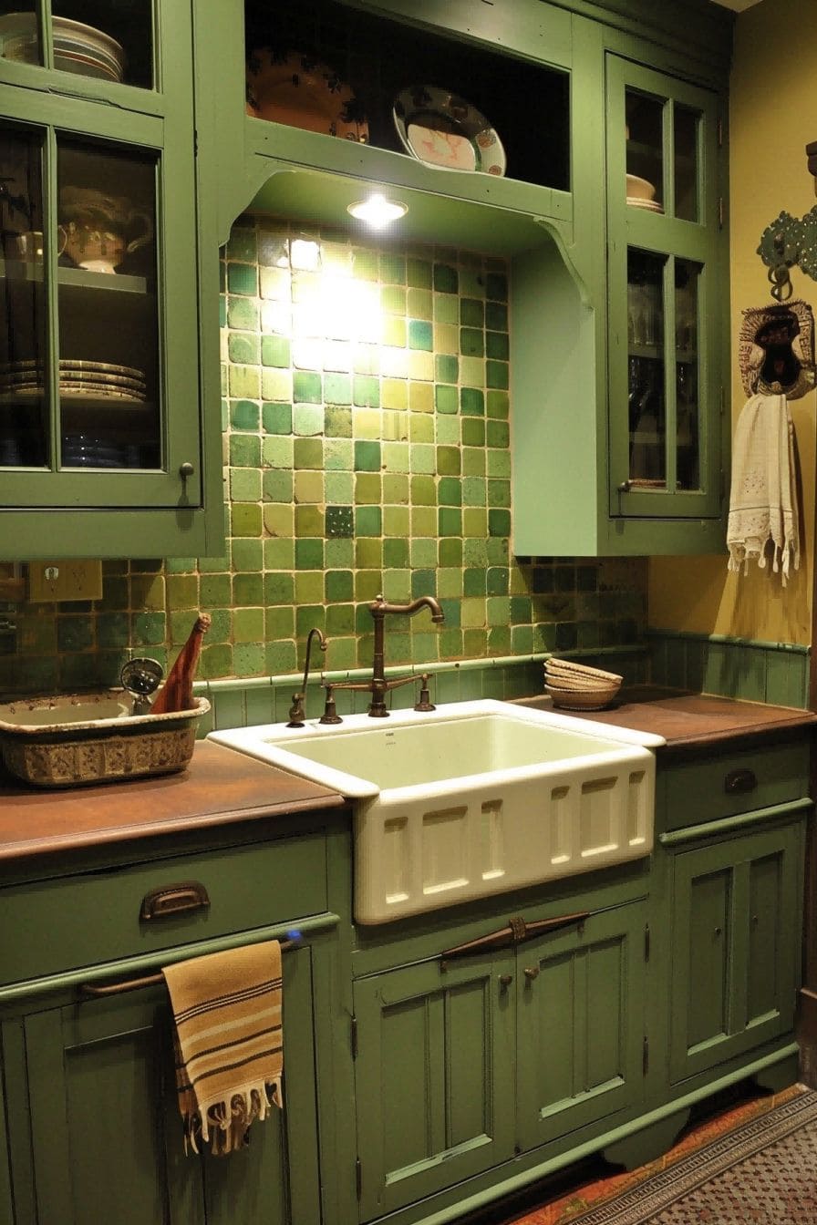Green Paint and Tile for Olive Green Kitchen 1710821472 1
