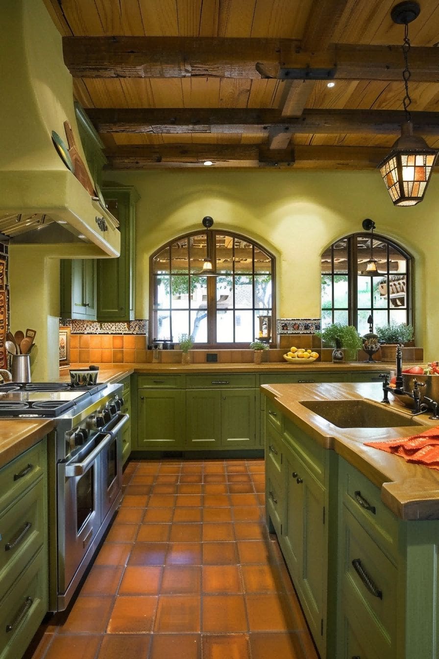 Green Paint and Tile for Olive Green Kitchen 1710821472 2