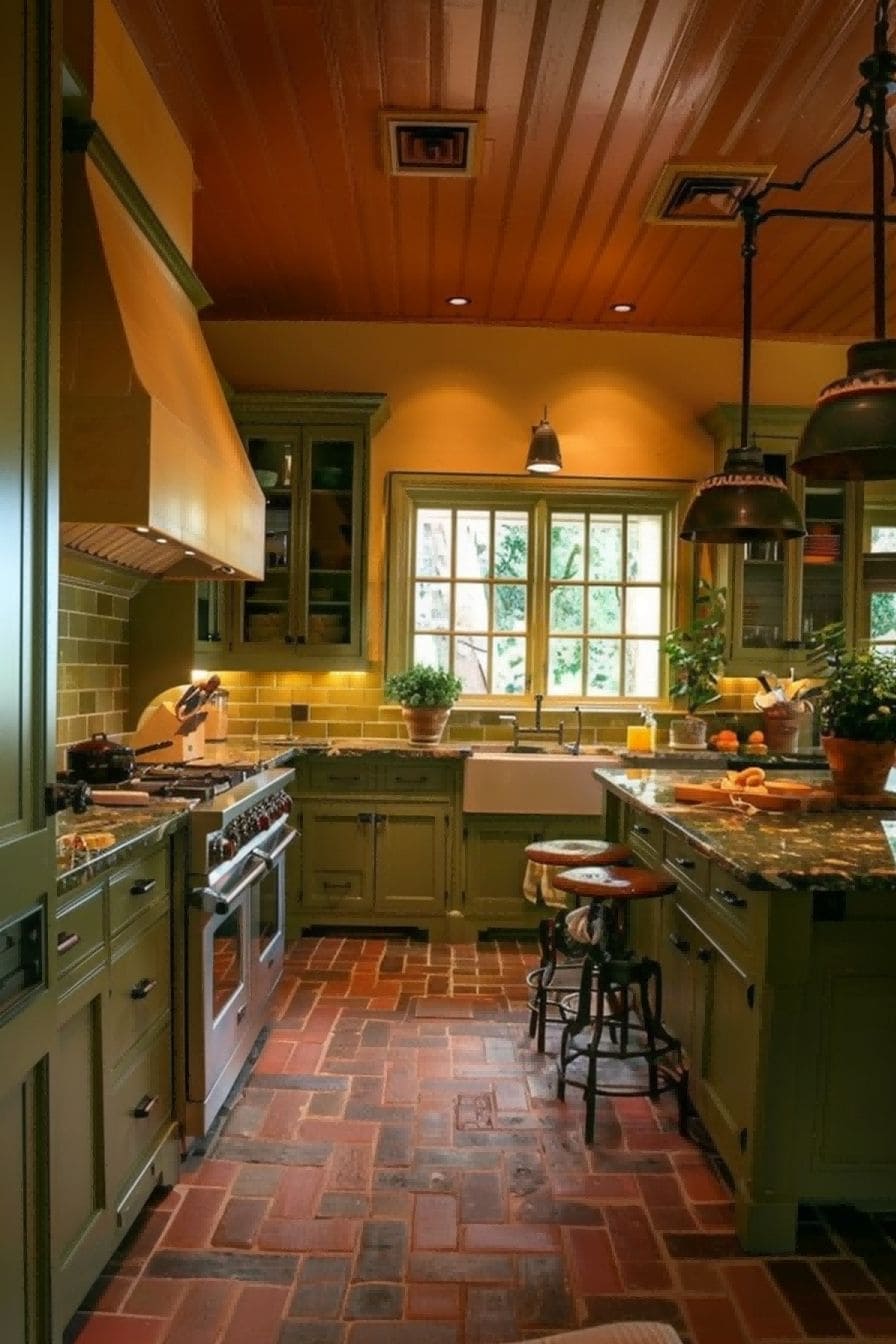 Green Paint and Tile for Olive Green Kitchen 1710821472 3