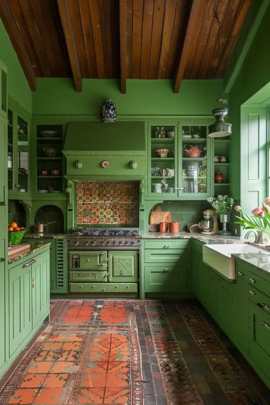 Green Paint and Tile for Olive Green Kitchen 1710821472 4