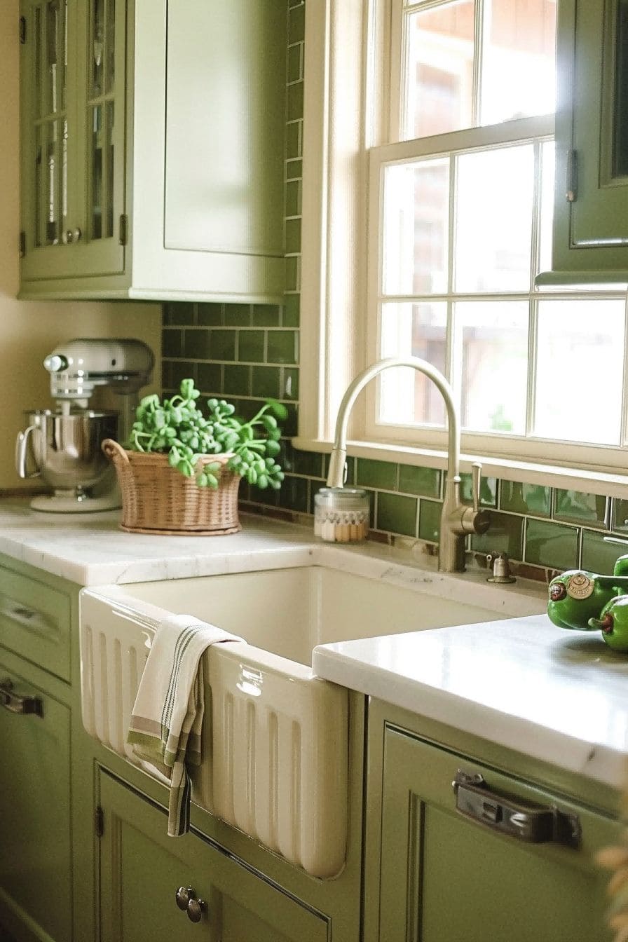 Green Tile Wall for Olive Green Kitchen 1710816674 1
