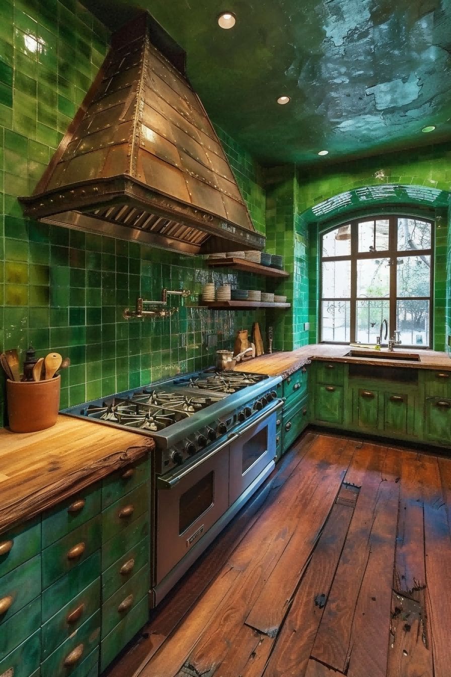 Green Tile Wall for Olive Green Kitchen 1710816674 2