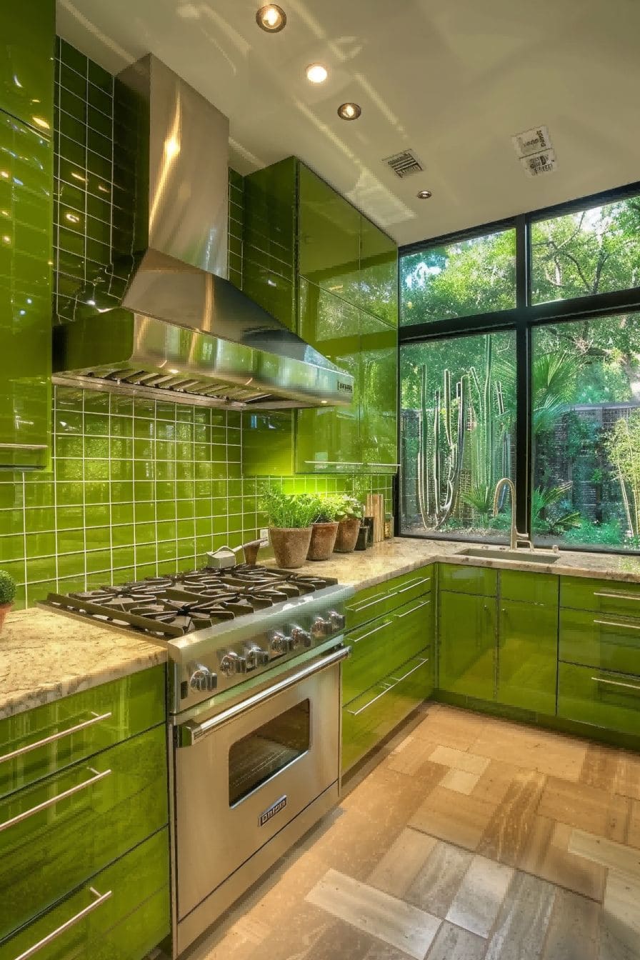 Green Tile Wall for Olive Green Kitchen 1710816674 3