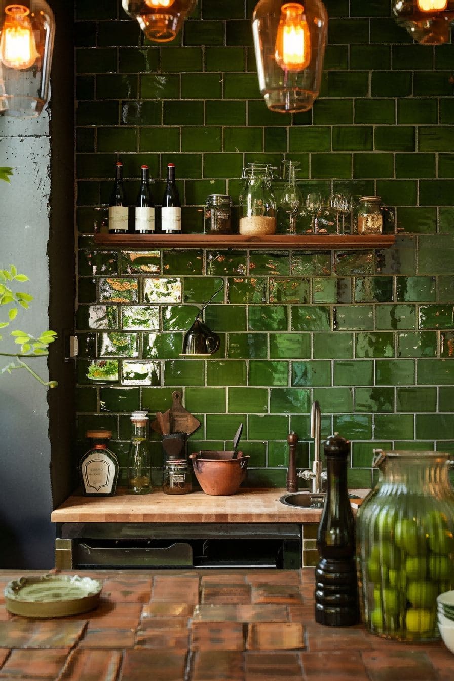 Green Tile Wall for Olive Green Kitchen 1710816674 4