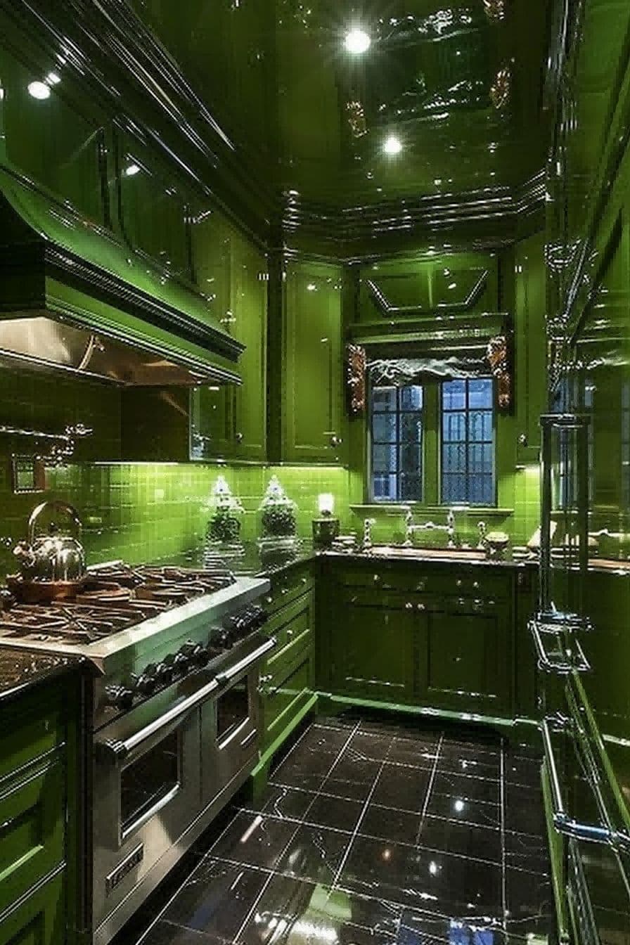 Green and Black for Olive Green Kitchen 1710818399 4