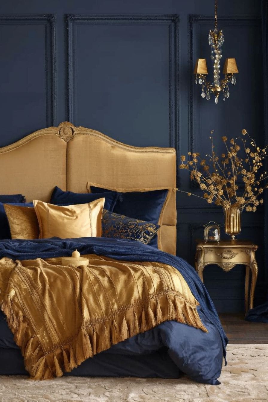Indigo Parchment Gold for Bedroom Color Schemes 1711191417 1