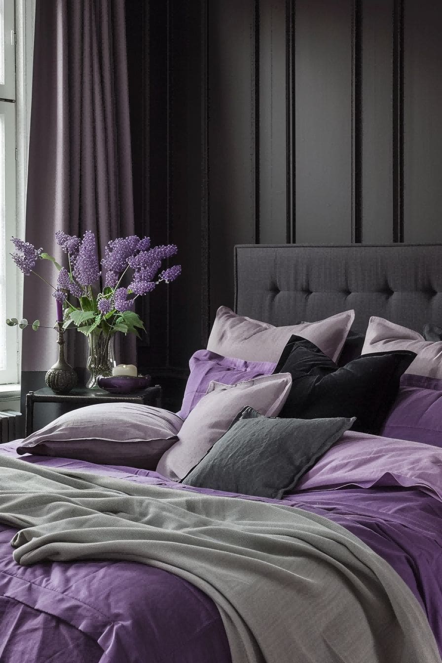 Lavender Gray and Black for Bedroom Color Schemes 1711184012 1