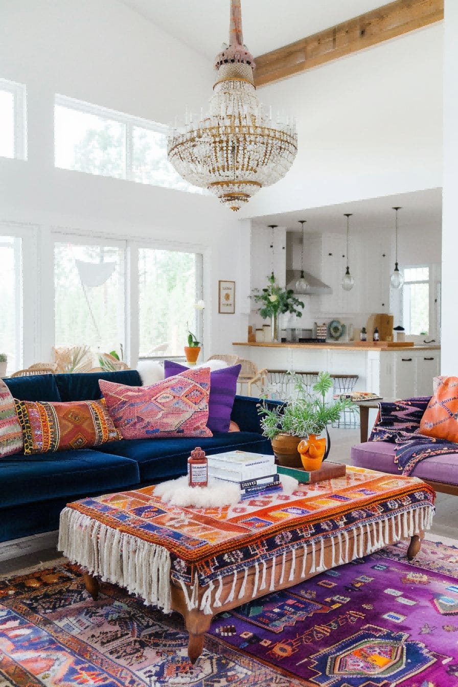 Layer with patterned rugs For Boho Living Room Ideas 1711338696 1