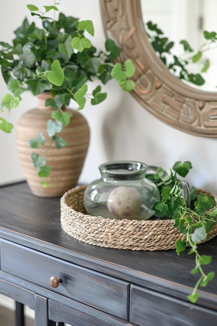 Lean a Woven Tray for a Rustic Look For Entryway Tabl 1711641553 1