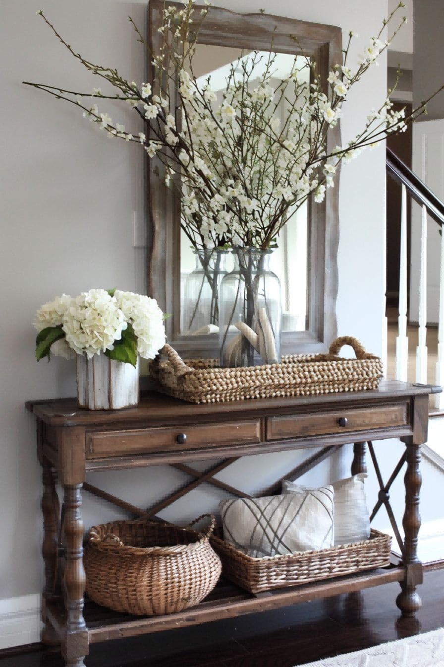 Lean a Woven Tray for a Rustic Look For Entryway Tabl 1711641553 3