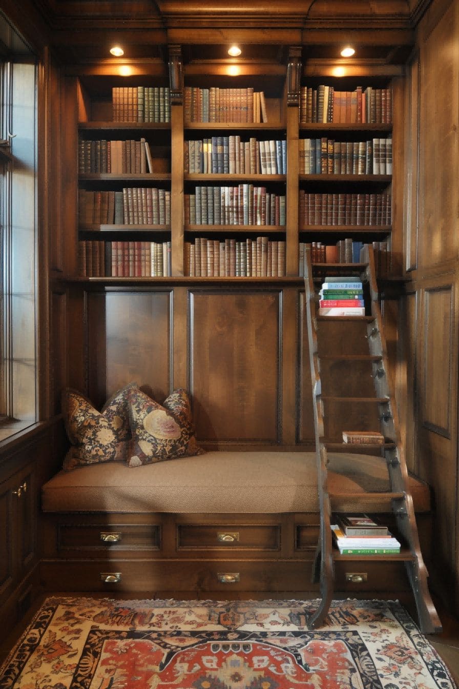 Library Ladder for Reading Nook Ideas 1711187309 3