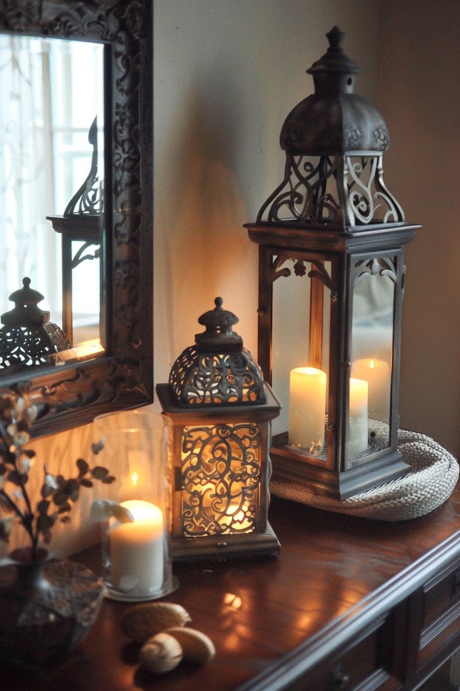 Light Up Those Lanterns For Entryway Table Decor Idea 1711641023 2