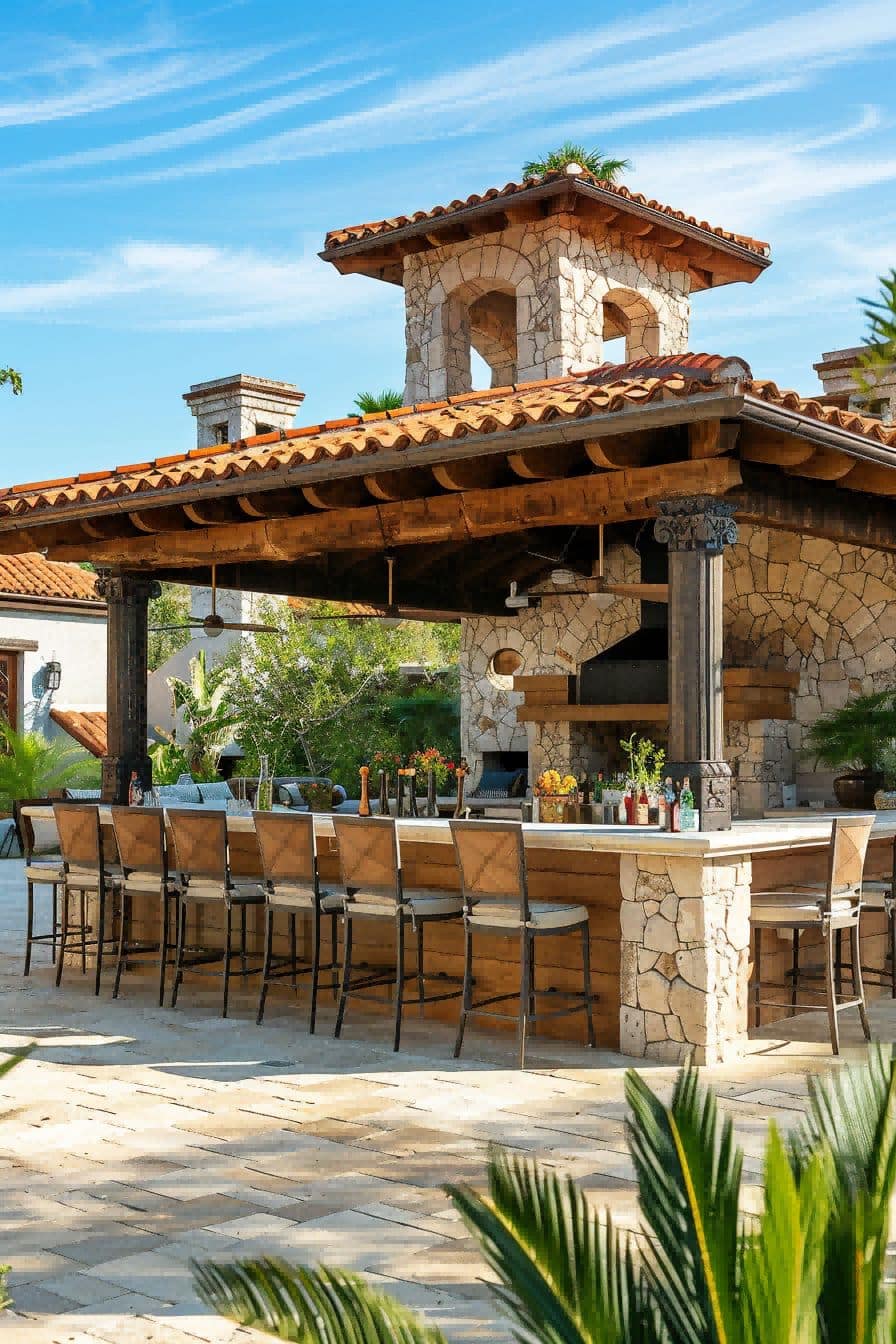 Mediterranean Outdoor Bar and Pavilion With Dining Ar 1710507043 3