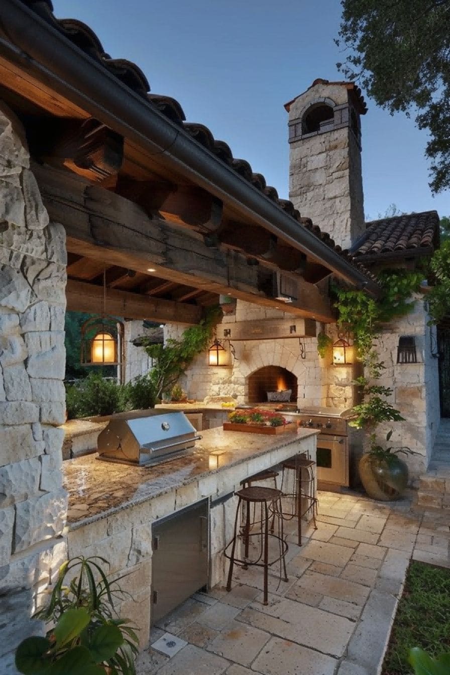 Mediterranean Outdoor Kitchen With Stainless Grill 1710503993 1