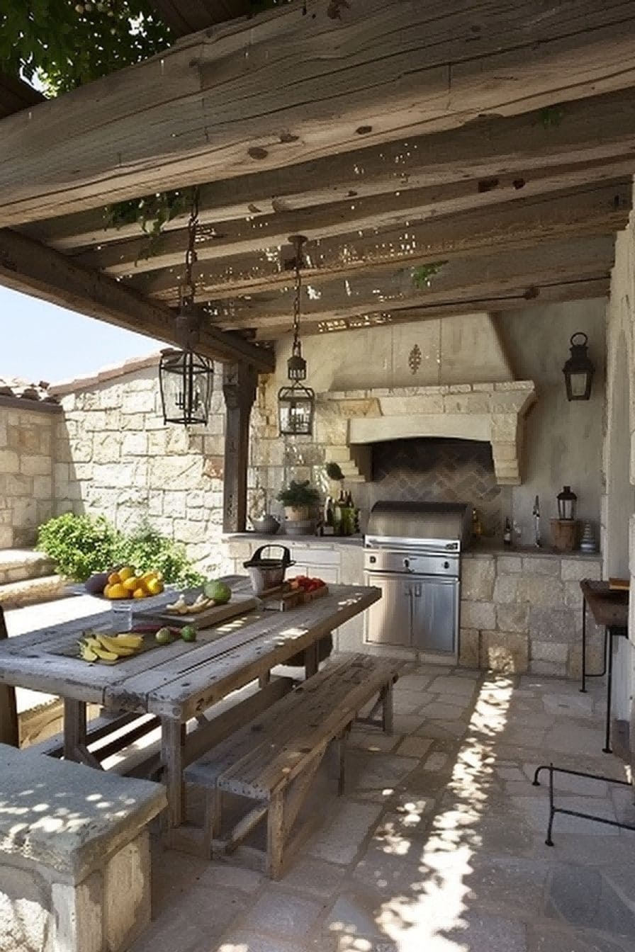 Mediterranean Outdoor Kitchen With Stainless Grill 1710503993 4
