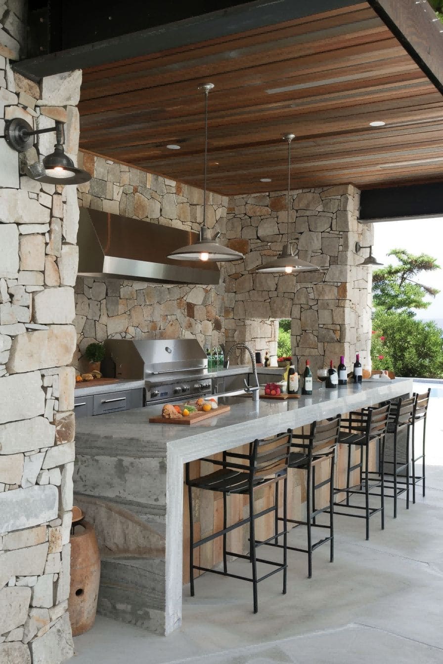 Modern Outdoor Kitchen With Marble Bar 1710507870 1