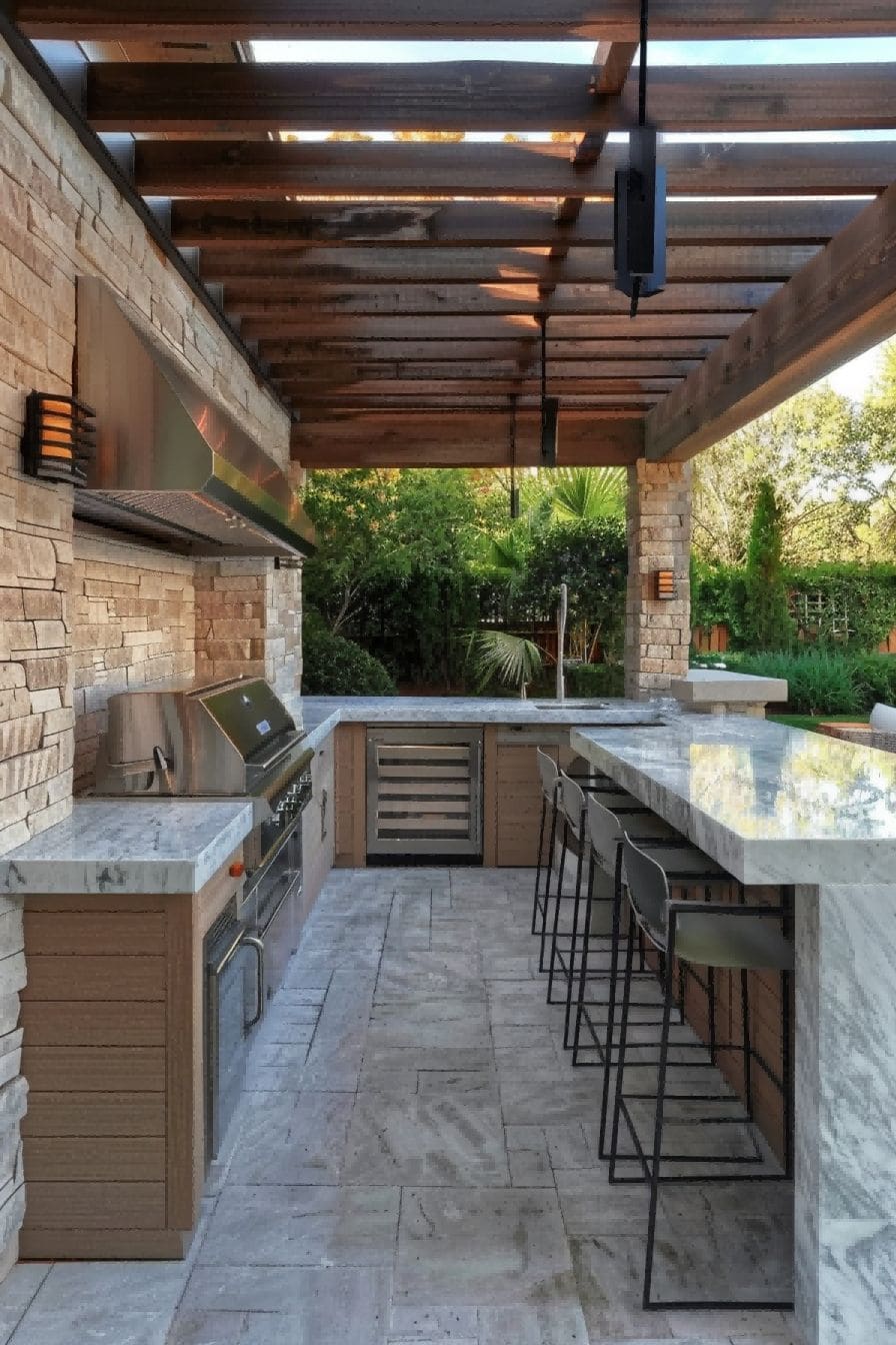 Modern Outdoor Kitchen With Marble Bar 1710507870 3
