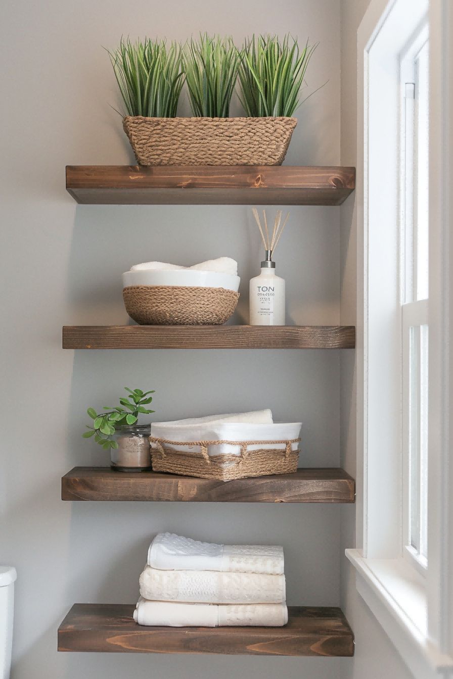 Mount a few floating shelves For Small Bathroom Decor 1711255987 3