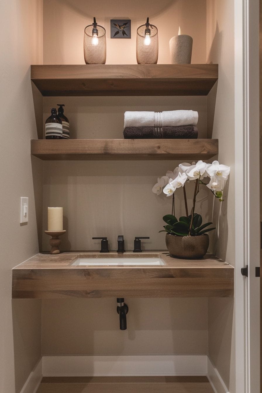 Mount a few floating shelves For Small Bathroom Decor 1711255987 4