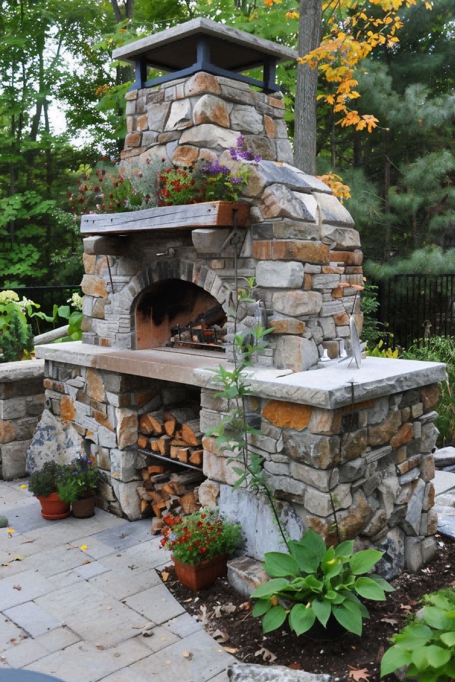Natural Stone Outdoor Kitchen With Pizza Oven 1710505947 2