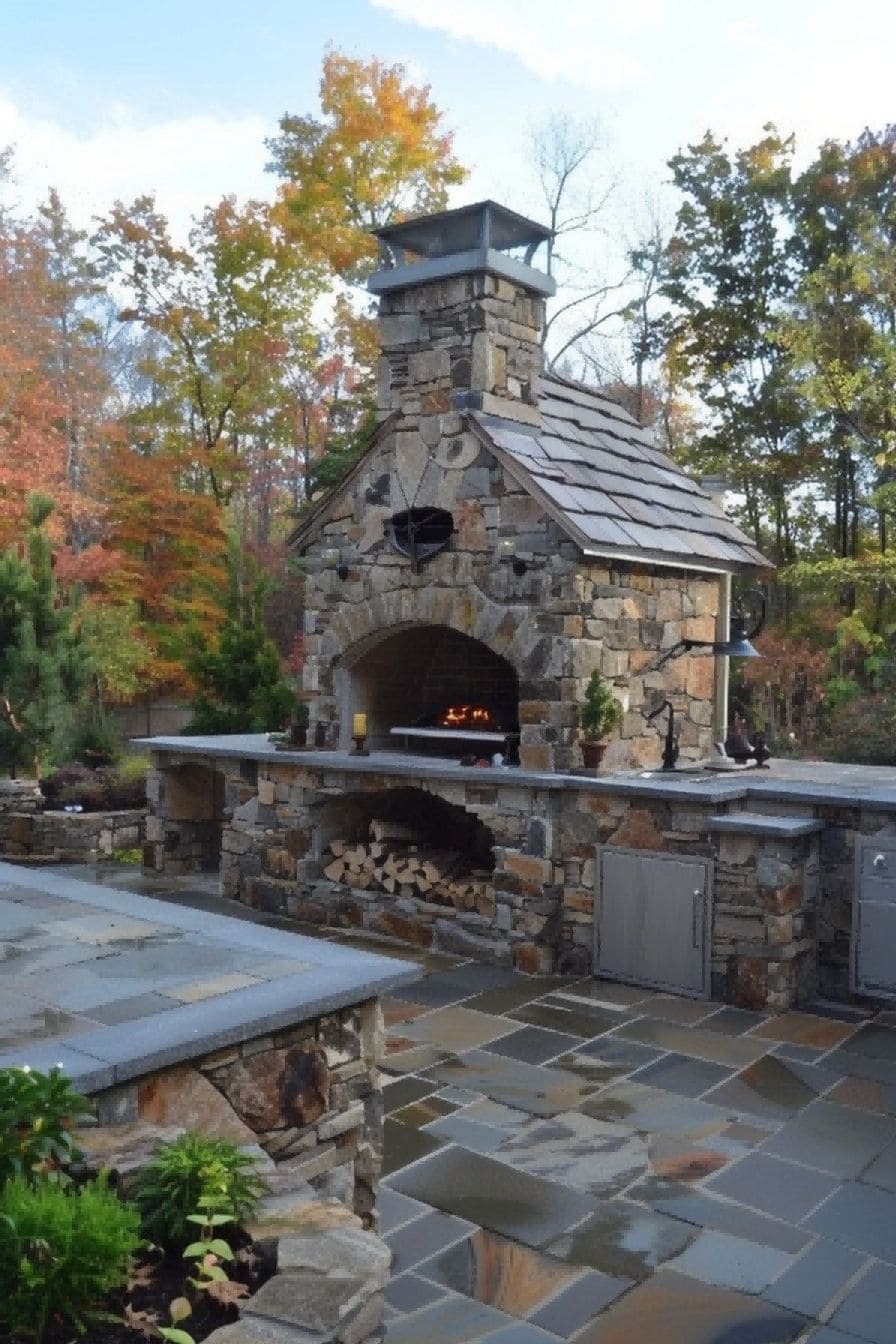 Natural Stone Outdoor Kitchen With Pizza Oven 1710505947 3