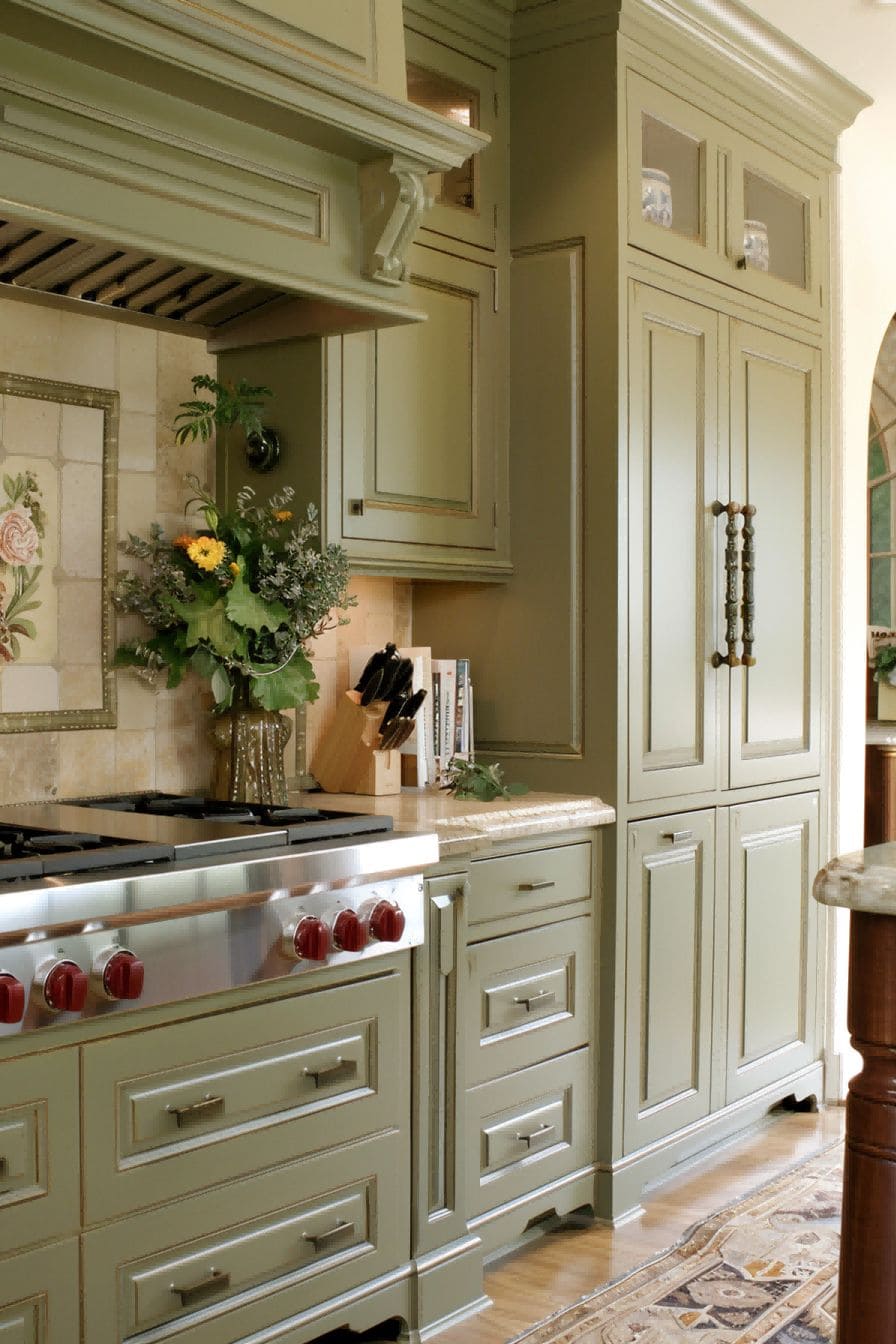 Olive Green Cabinets for Olive Green Kitchen 1710821717 1