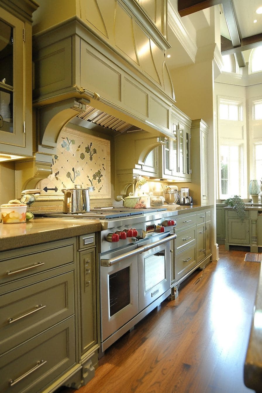 Olive Green Cabinets for Olive Green Kitchen 1710821717 2